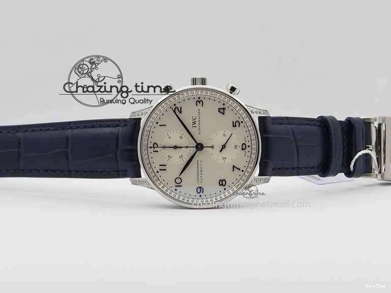 MIROTIME 0705 Portuguese IW3714 Diam ZF V2 1:1 Best Edition White Dial Blue Makers On Blue Leather Strap A79350 (Slim Movement) Stylish 7248